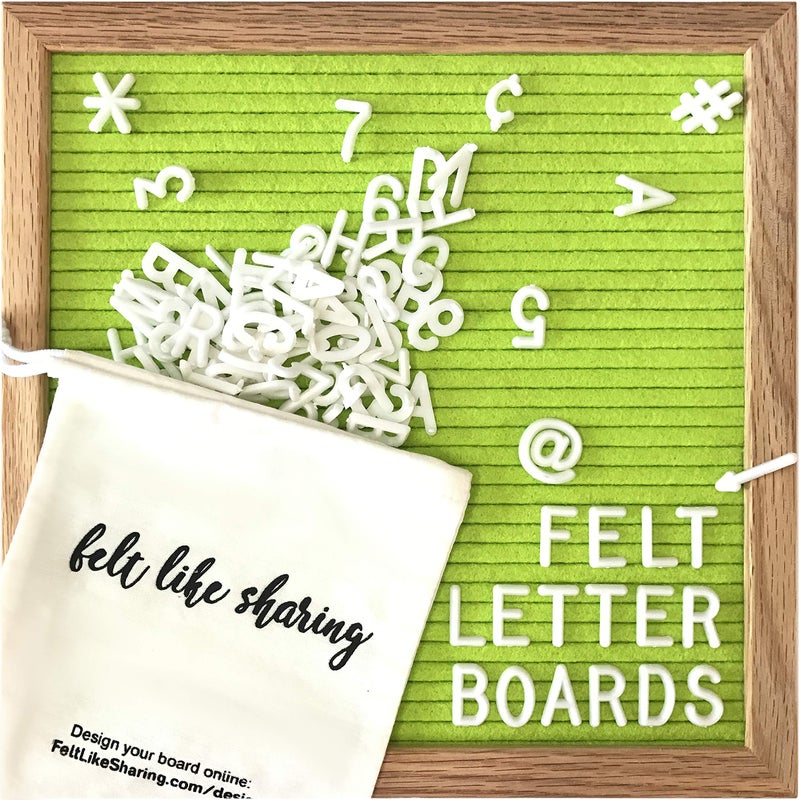 Felt Like Sharing Square Letter Board (Lime Green Felt - 10â€x10â€) â€“ Changeable Message Board with 3 Sets of Felt Board Letters for Home & Aesthetic Room Decor â€“ Wall Letterboard Signs In Oak Frame - Image 1